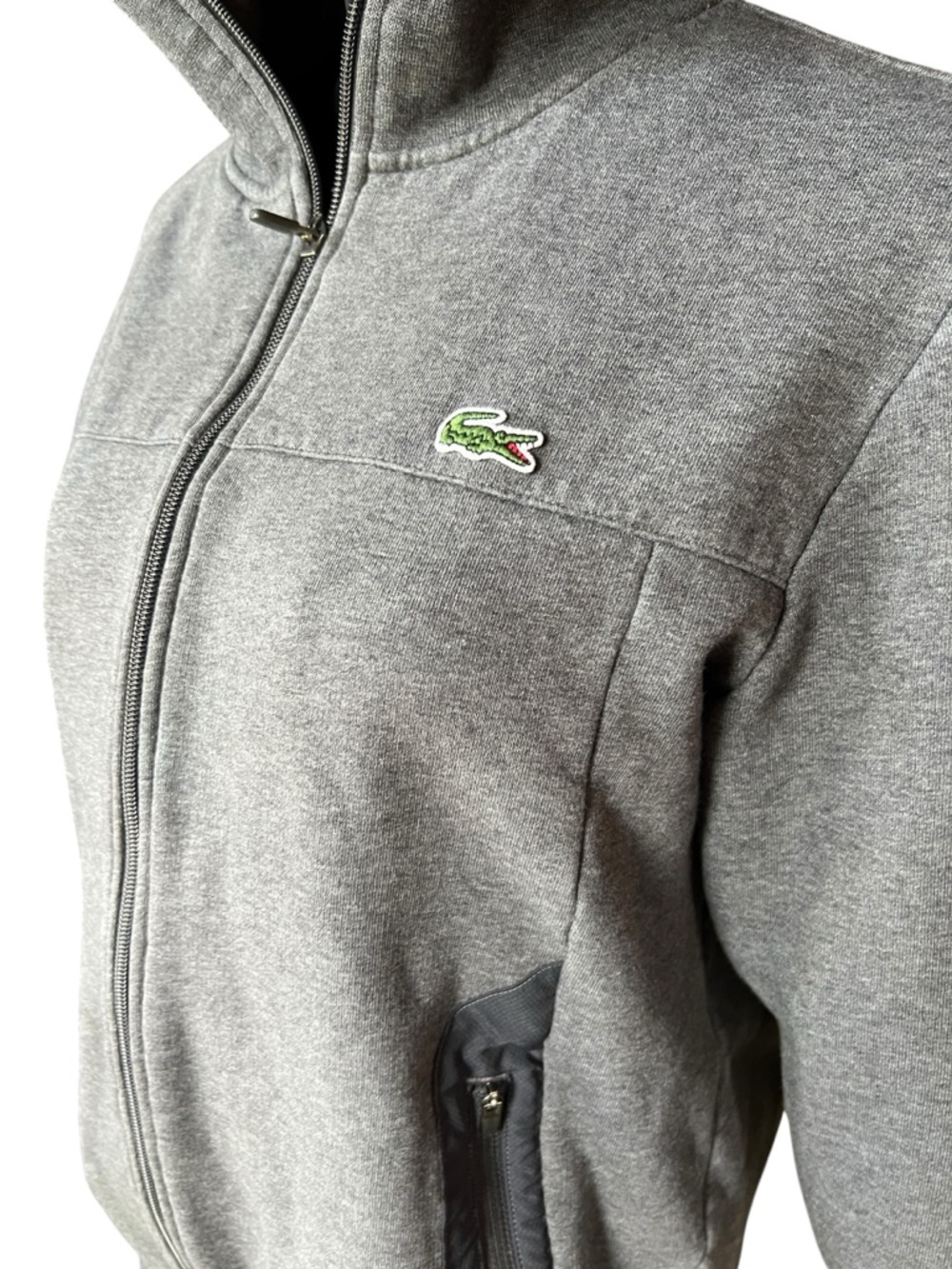 Lacoste Sport Full Zip Fleece Jacket Gray Croc Logo Back Men’s Medium M - Picture 5 of 9